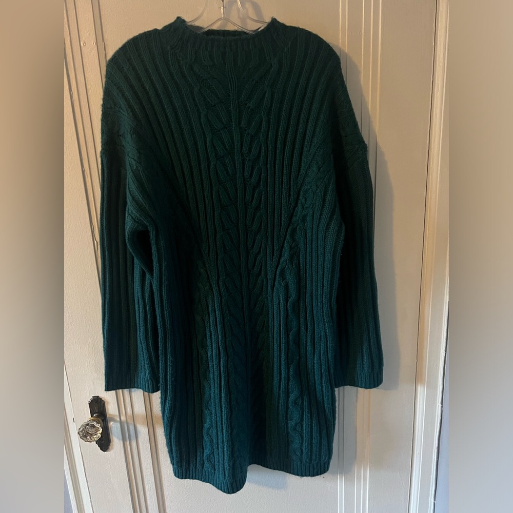 Express Cable Knot Mock Neck Long Sleeve Mini Sweater Dress